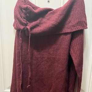 Ambiance Burgundy Off-Shoulder Sweater Size S